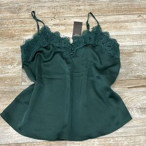 Y2K inspired green lace cami top